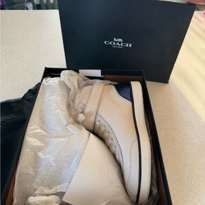 NIB COACH Shearling Nappa Leather Lace Up Hightop Sneakers